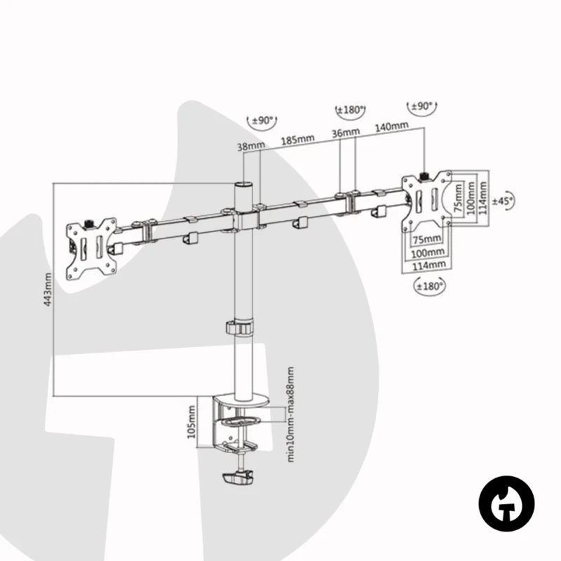 Dual Mechanical Monitor Arm