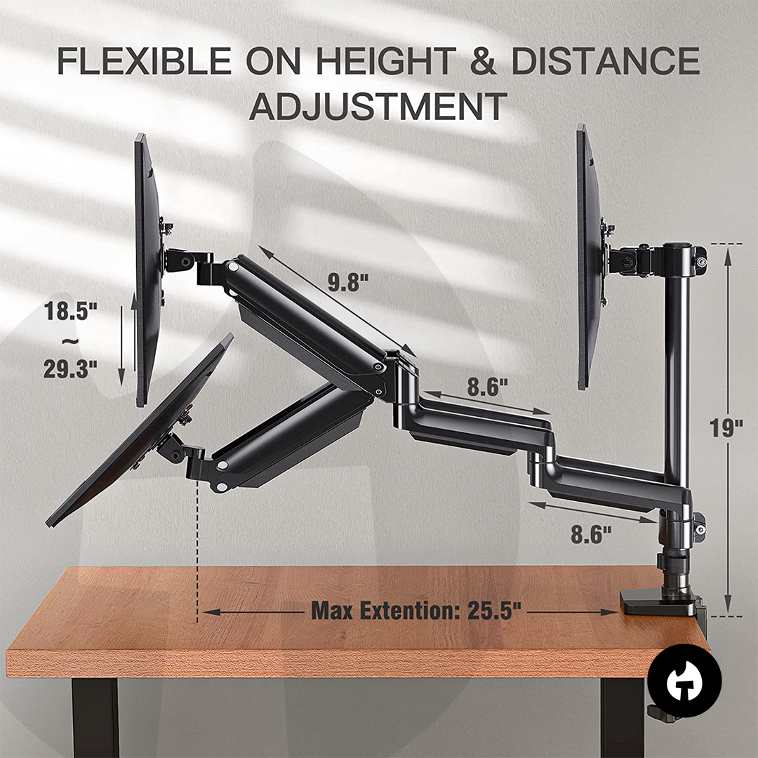 Triple Gas Spring Monitor Arm 6
