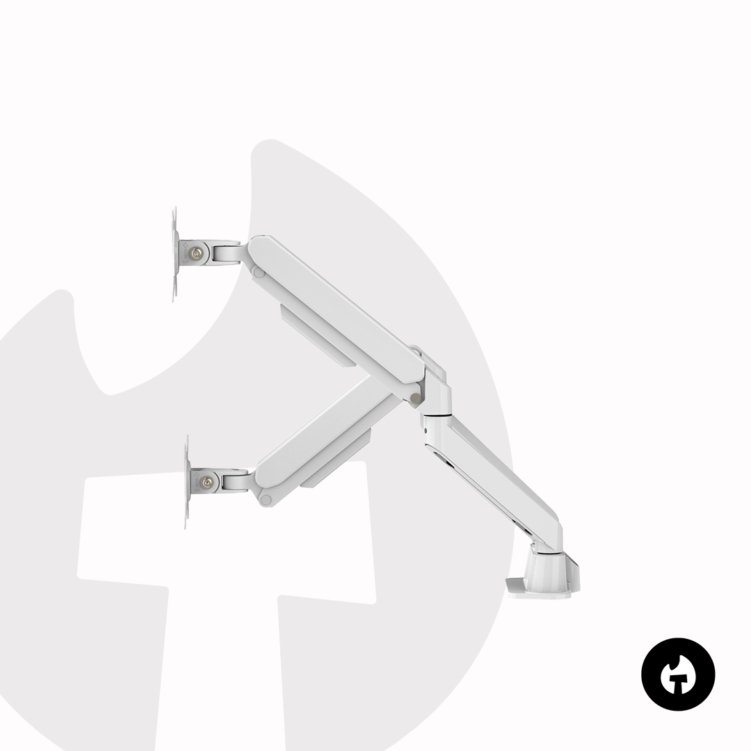 White Dual Gas Spring Monitor Arm 3