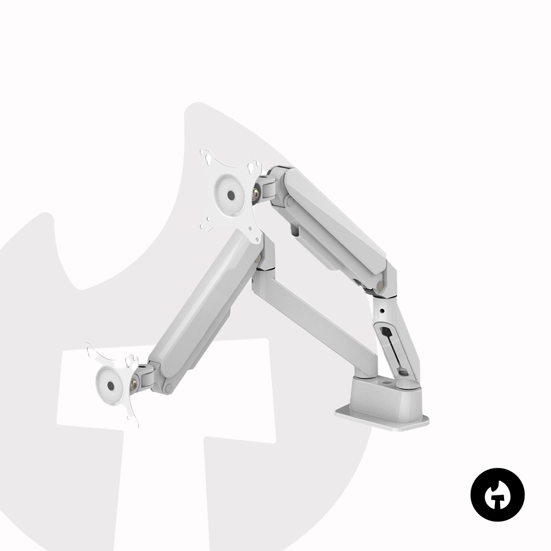 White Dual Gas Spring Monitor Arm 4